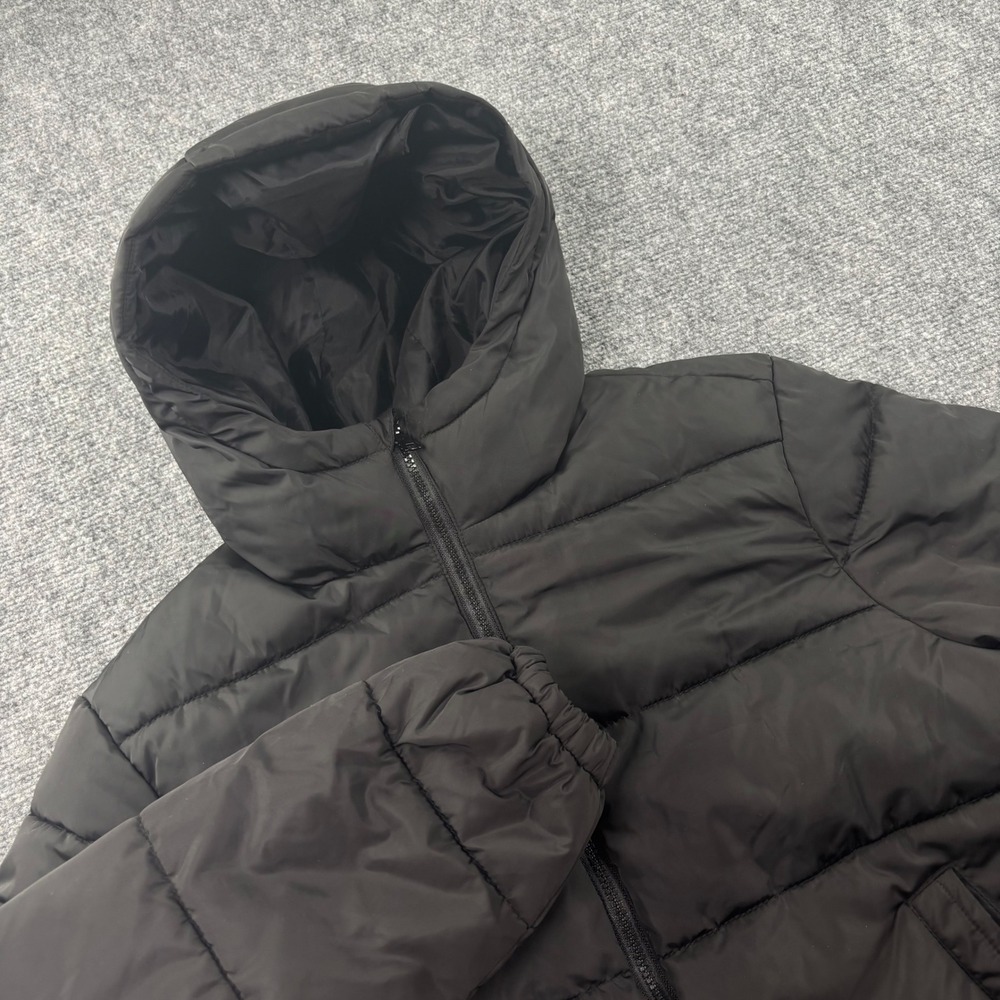 H&M Divided Puffer Jacket Small Black Hooded‎ Full Zip Quilted Coat Womens